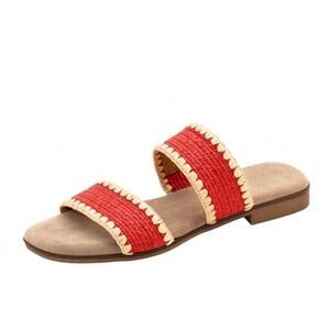 NEW CHARLESTON SHOE CO. women's majorca slip on sandals in red jute